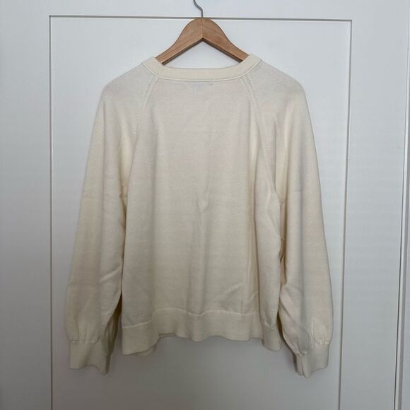 J Crew Sweater Womens Sz XL Ivory Knit Cotton Cashmere Pullover Preppy Comfort - Picture 6 of 12